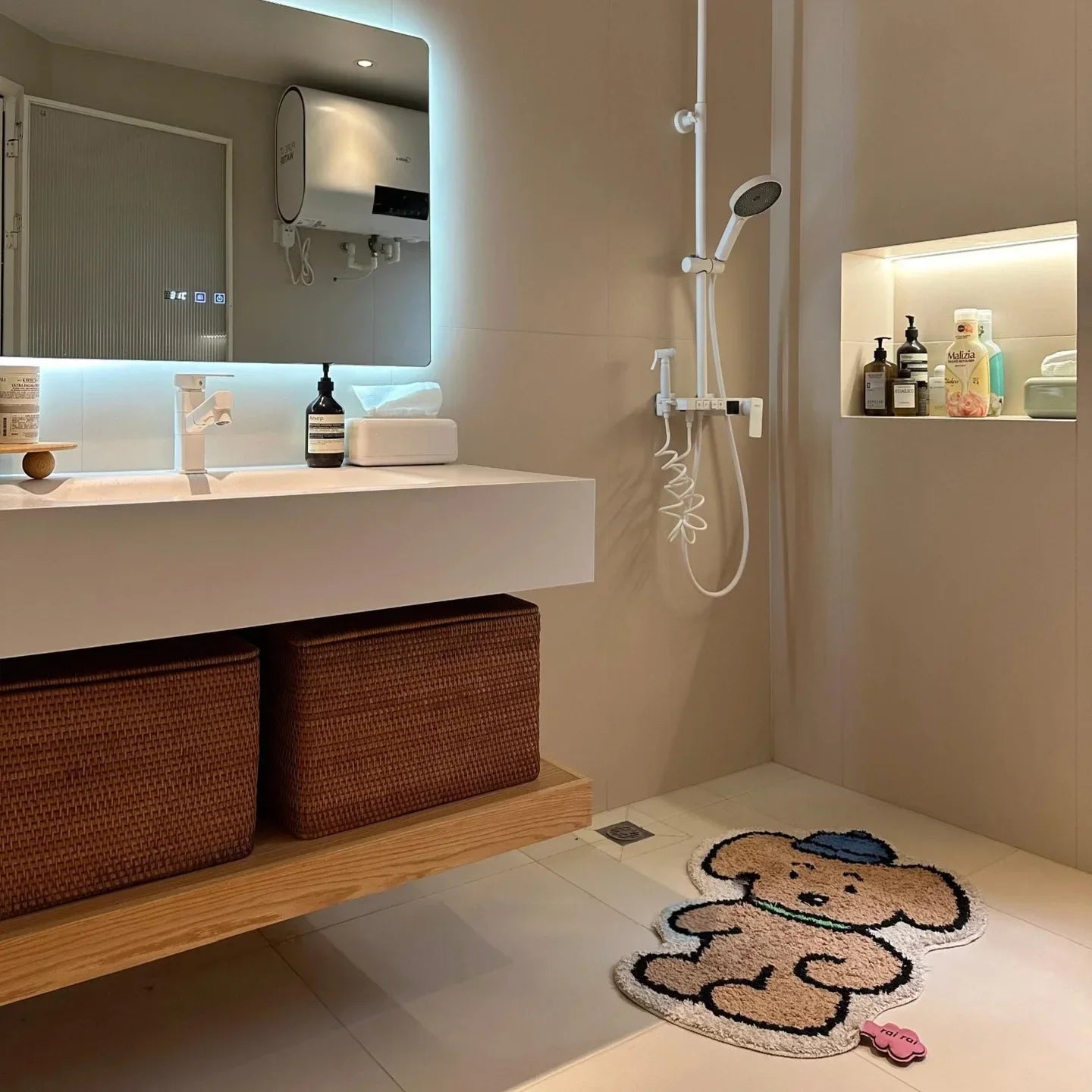 Bathroom Cabinet Slab Hot Bending Integrated Basin Wall-Mounted