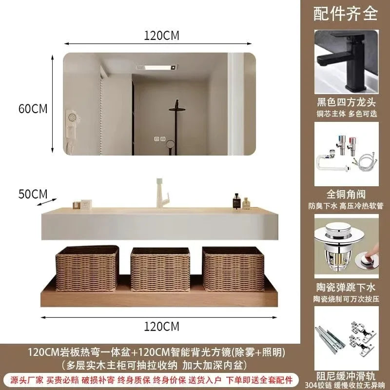 Bathroom Cabinet Slab Hot Bending Integrated Basin Wall-Mounted