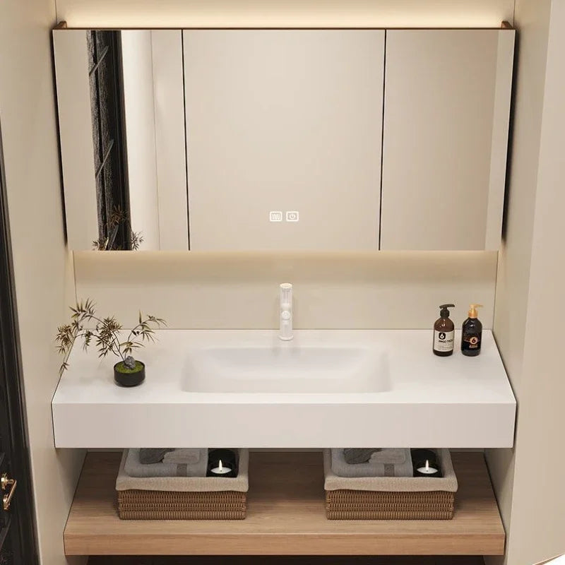 Bathroom Cabinet Slab Hot Bending Integrated Basin Wall-Mounted
