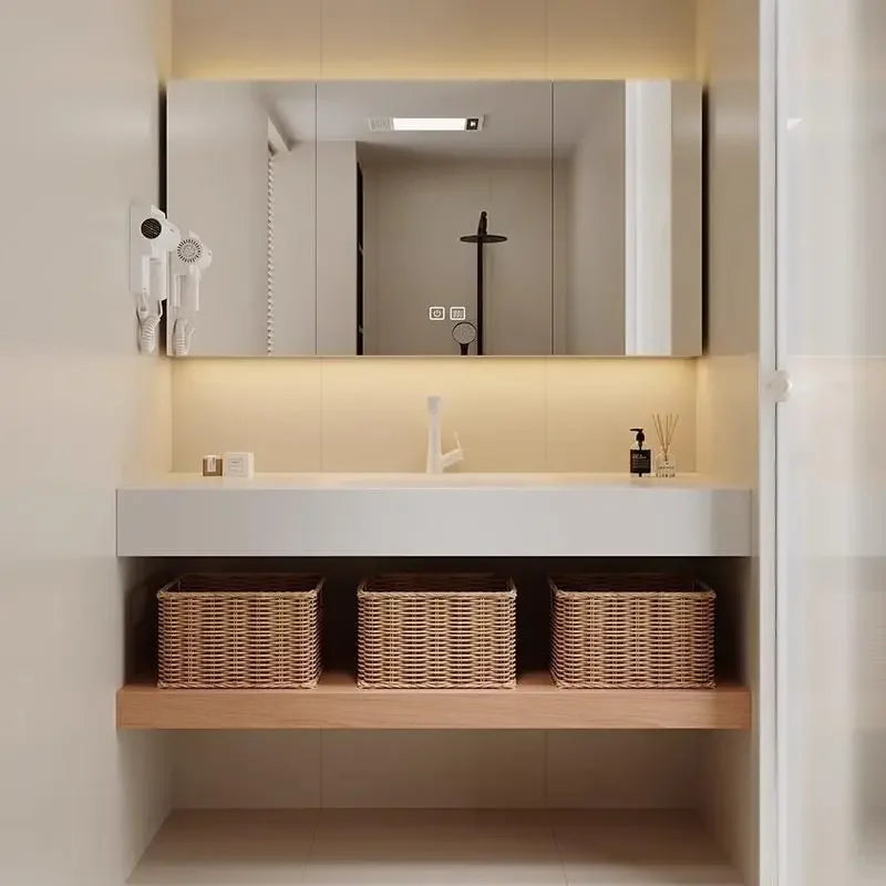 Bathroom Cabinet Slab Hot Bending Integrated Basin Wall-Mounted