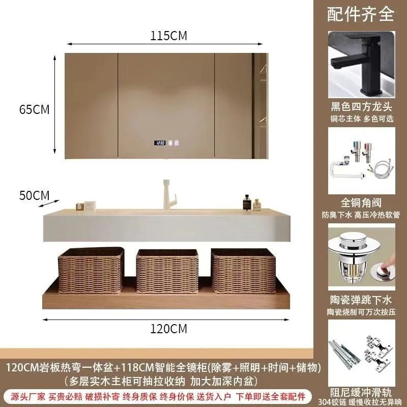 Bathroom Cabinet Slab Hot Bending Integrated Basin Wall-Mounted