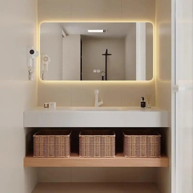 Bathroom Cabinet Slab Hot Bending Integrated Basin Wall-Mounted