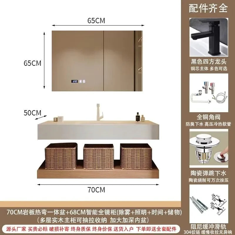 Bathroom Cabinet Slab Hot Bending Integrated Basin Wall-Mounted