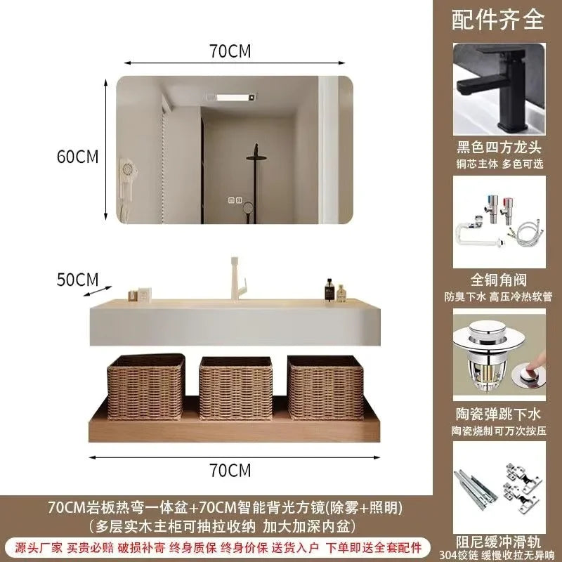 Bathroom Cabinet Slab Hot Bending Integrated Basin Wall-Mounted