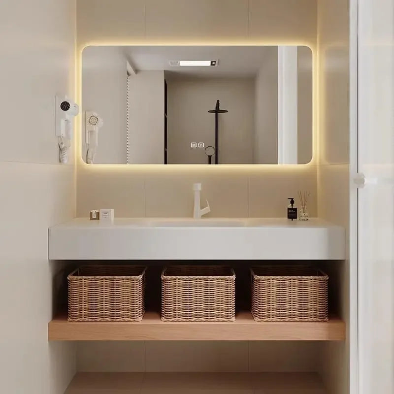 Bathroom Cabinet Slab Hot Bending Integrated Basin Wall-Mounted
